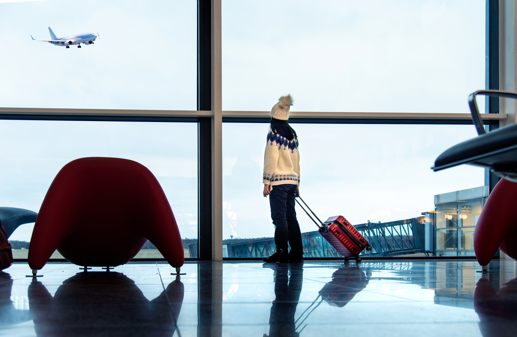 Girl waiting at the airport