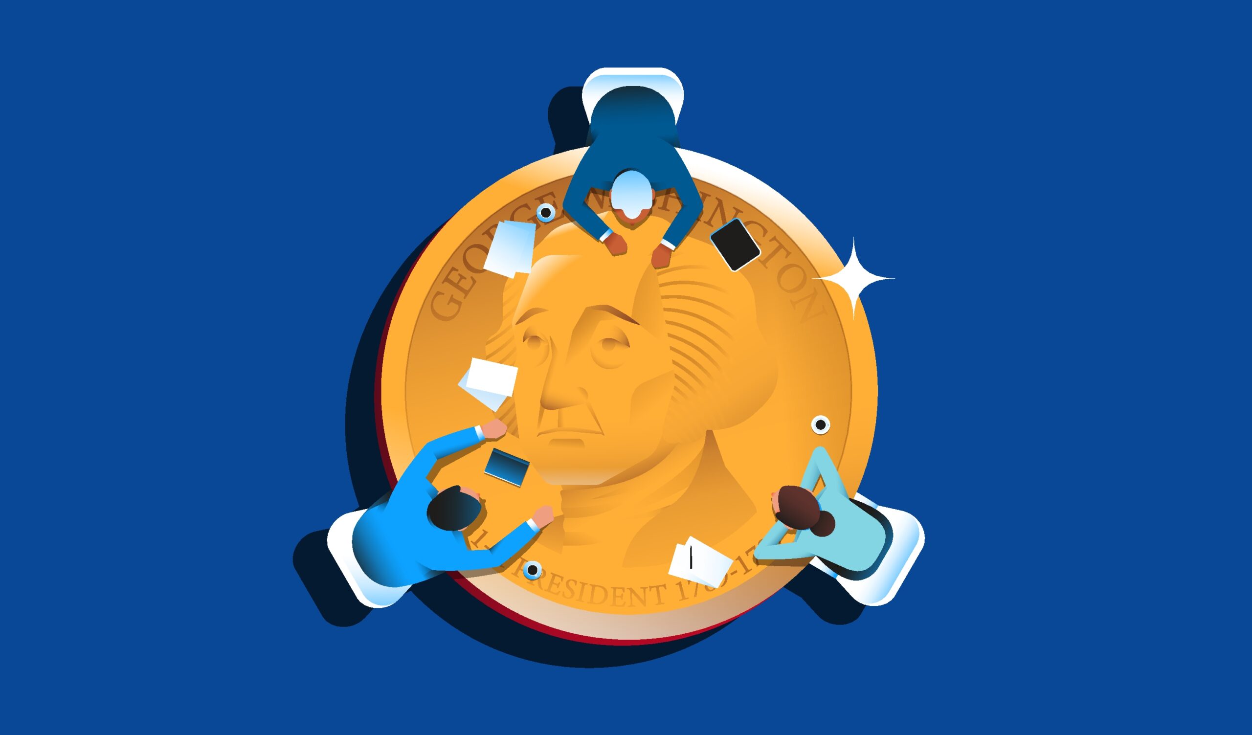 Three people sitting at the dollar table